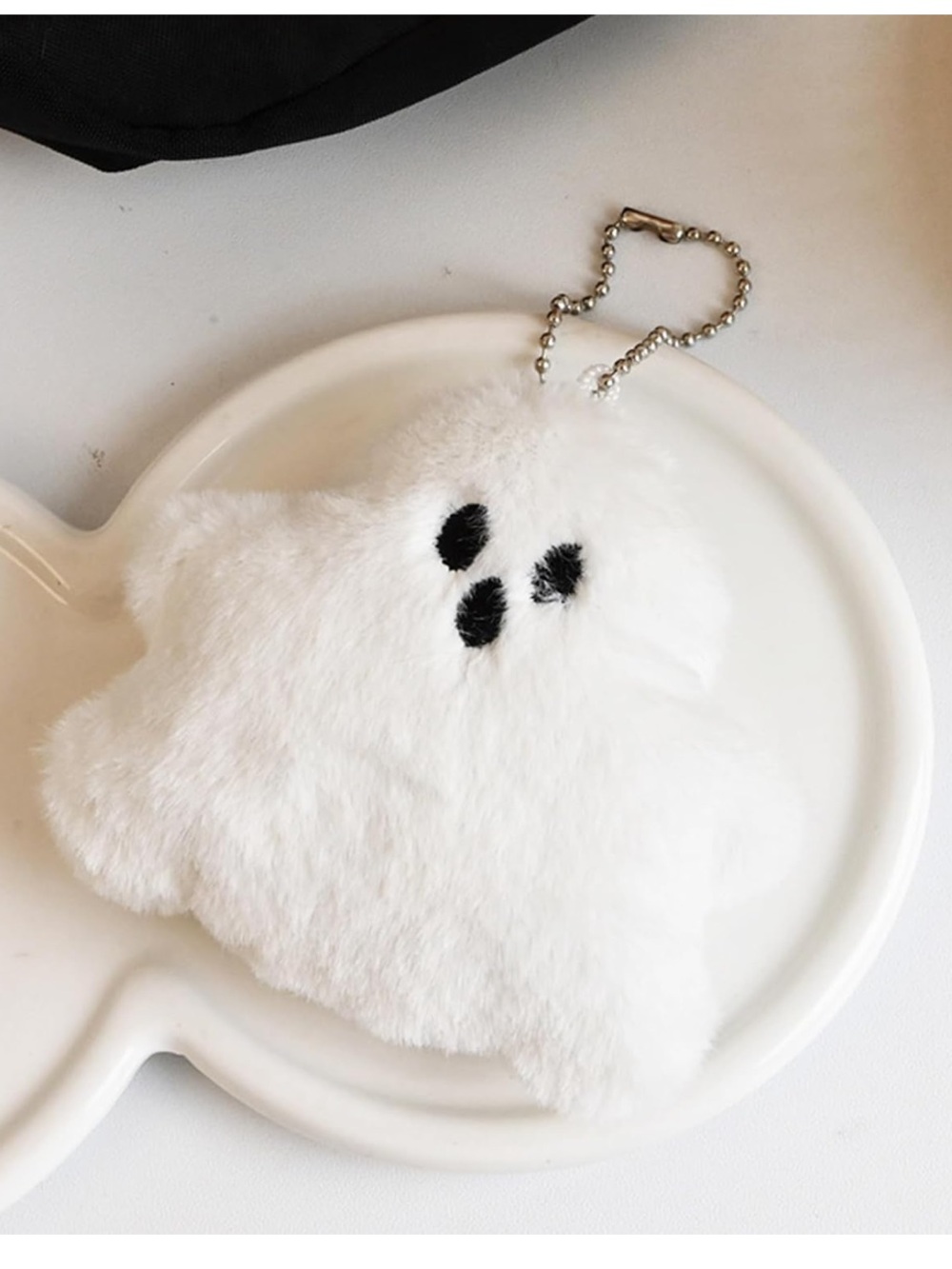 π»NEW Ghost Plush Bag Charm/ Keychain Fluffy White Cute Goth Spooky Horror - Picture 4 of 6